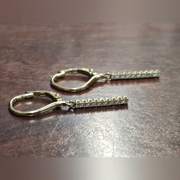 Gabriel and Co 14K Diamond Bar Drop Earrings - Picture 1 of 3